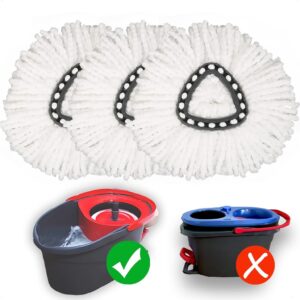 mop replace head [ 3 pack ] mop refills compatible with triangle spin mop, 100% microfiber, deep cleaning machine washable and easy to replace